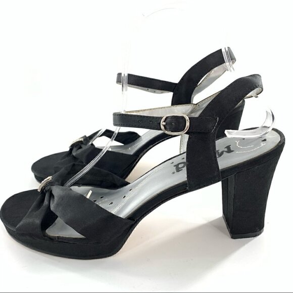 Mudd Frankie womens heels size 10 black satin chunky formal party vintage Y2k - Picture 6 of 14